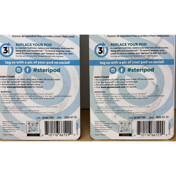 2 Packs STERIPOD 4 Pod Protector Sanitizing Toothbrush Case Fresh Scent READ DES - Picture 6 of 6